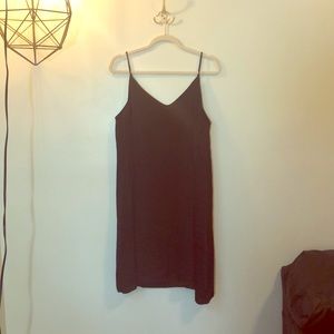 Black Satin Knee-Length Slip Dress